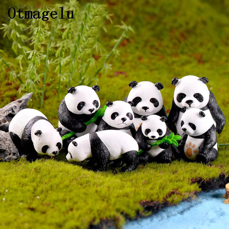 4er-Set Otmagelu Riesenpanda-Figuren aus Harz in Weiß als dekorative Tierornamente für Heimdekoration und Feengarten - Bild 4