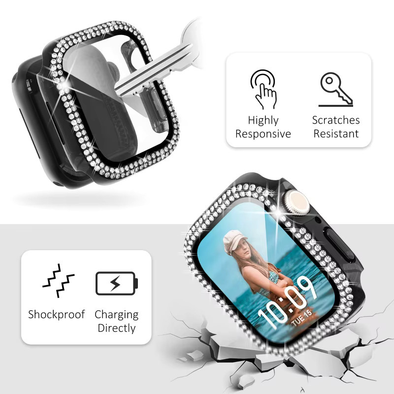 Diamant-Abdeckung für Apple Watch, Roségold, gehärtetes Glas, Unisex - Bild 4