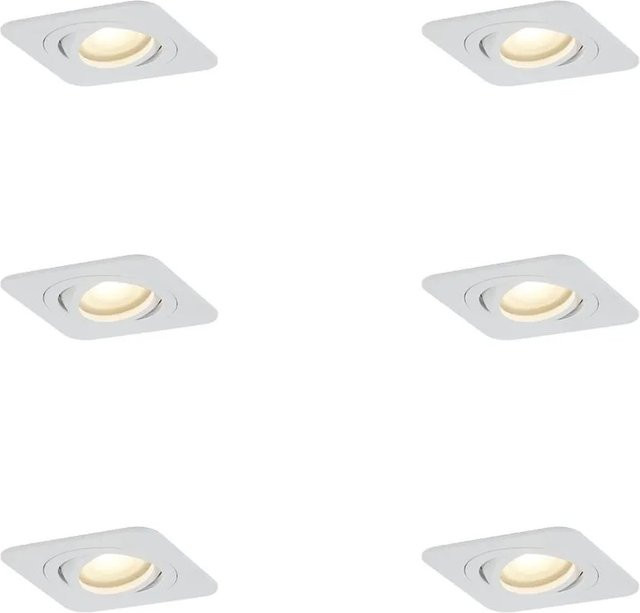 AlberTo Set mit 6 runden Einbaustrahlern in Weiß, GU10, 50 mm, drehbar und schwenkbar, IP44 - Bild 1