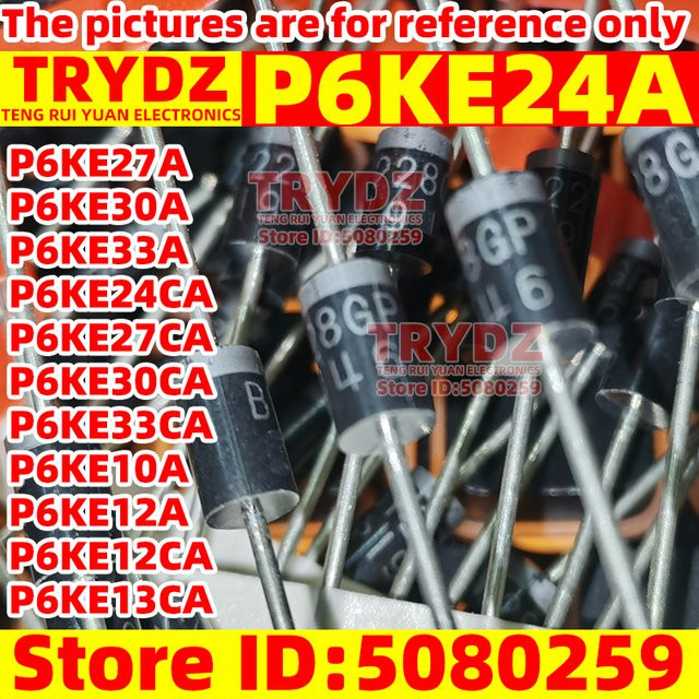 TENG RUI YUAN Electronics P6KE TVS-Dioden Set in Schwarz (P6KE24A, P6KE27A, P6KE30A, P6KE33A, P6KE24CA, P6KE27CA, P6KE30CA, P6KE33CA, P6KE10A, P6KE12A, P6KE12CA, P6KE13CA) - Bild 1