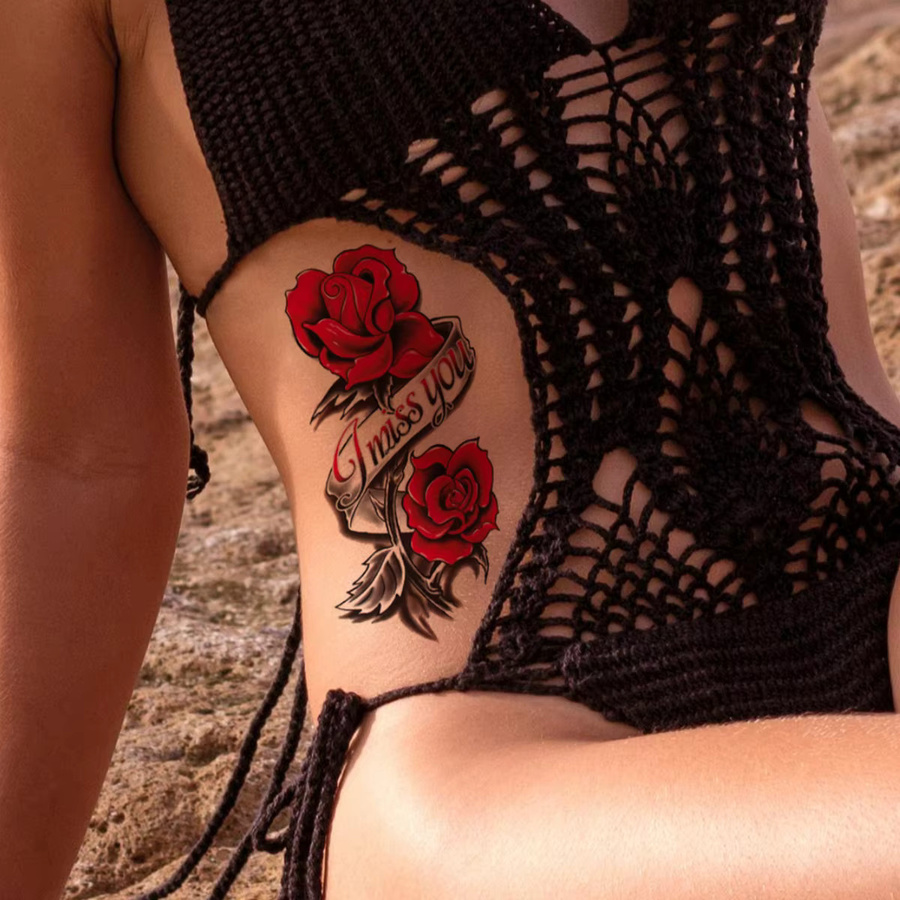 ROCOOART Tattoo Aufkleber Flora Rose, 6 Stück, Kinder & Frauen - Bild 5