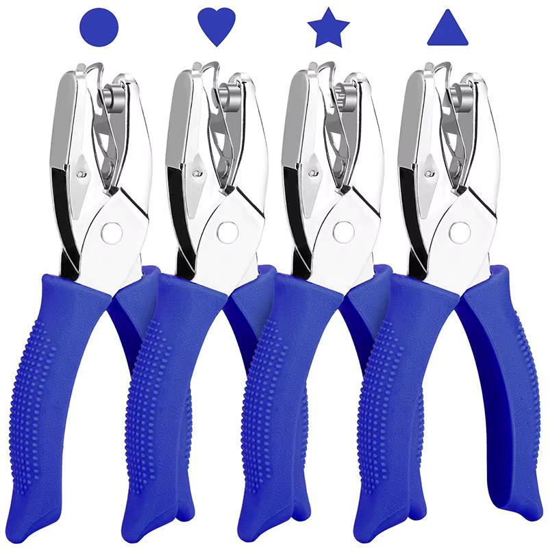 Einzellochstanzer für Scrapbooking und Bastelarbeiten in Blau mit Stern-, Herz- und Kreisformen - Bild 1