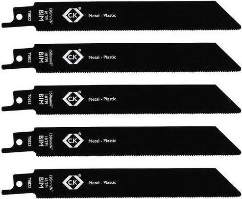 C.K Sägeblätter für Säbelsägen, 5er Pack, 18 tpi, Länge: 150 mm, für Holz, Metall und Kunststoff, Schwarz - Bild 1