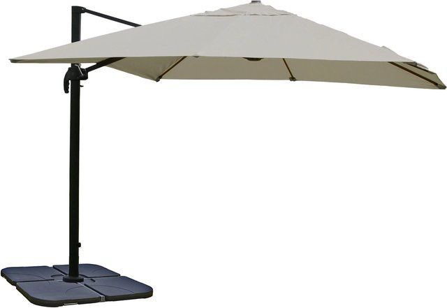 MCW Gastronomie-Ampelschirm A96 in Creme-Grau mit Ständer und drehbarer Funktion, B/T/H: 3 x 3 x 4,24 m - Bild 2