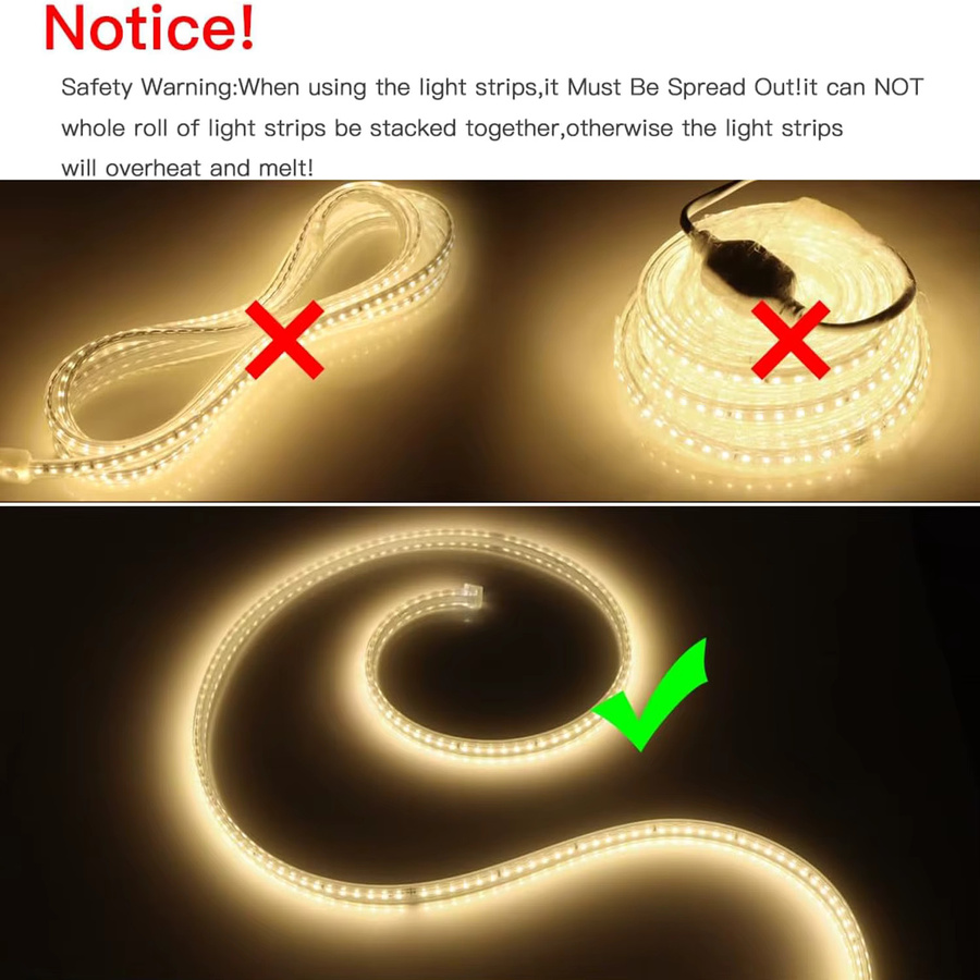 WAAJEA LED-Unterbauleuchtenstreifen mit Klebstoff, IP65 wasserdicht, SMD2835, 220V, weißes Lichtband für Küche und Möbel - Bild 5