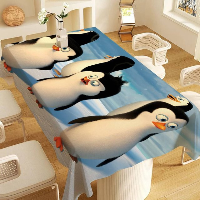 Potdemiel Tischdecke P-Pinguine von M-Madagaskar, Blau, B/T/H: 240 x 150 x 0 cm - Bild 1