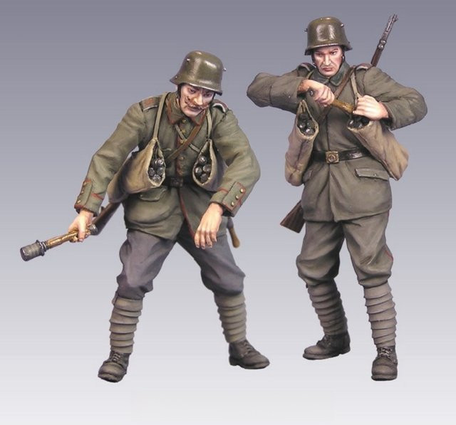 MEEKLION MODEL Militär Deutsche Soldaten werfen Granaten, Modellbausatz, 1/35 - Bild 1