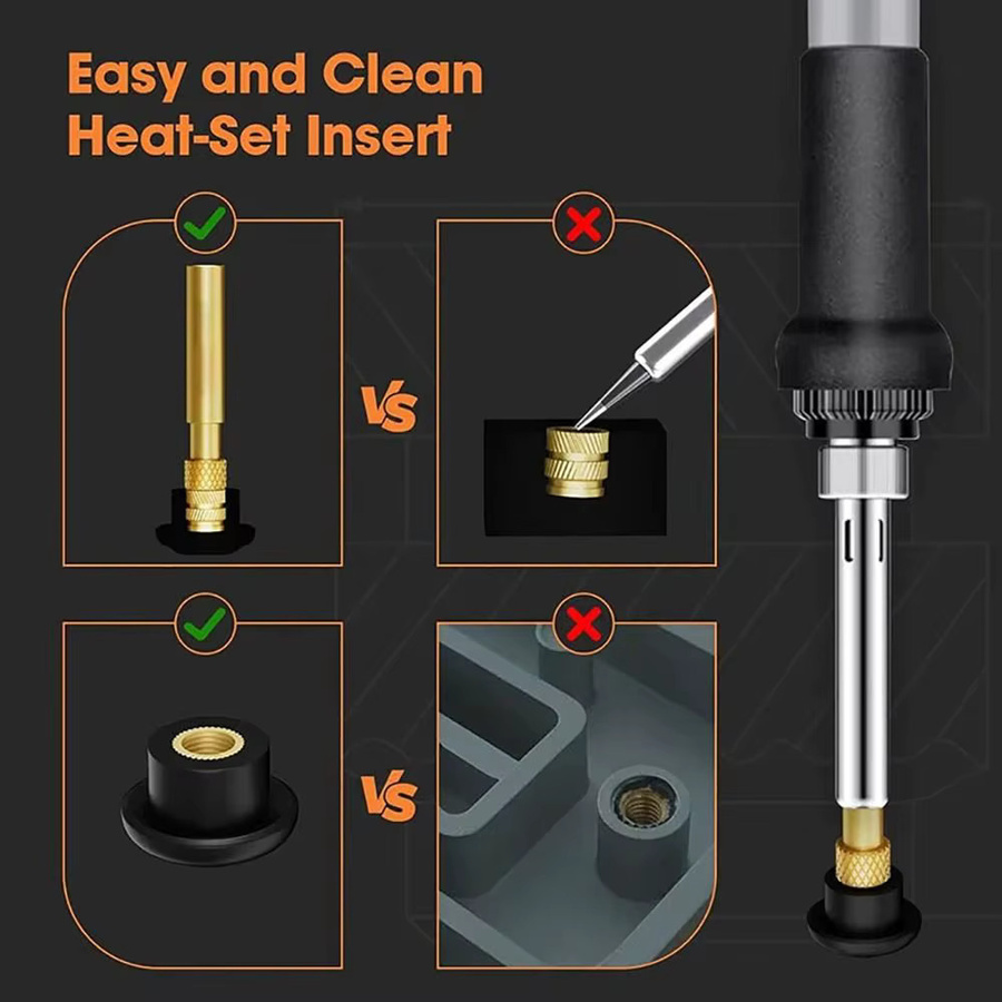 Ersa Universal 936 T12 Lötkolbenspitzen-Set mit Adapter für M2-M8, Messing Heißluft-Einsatzmutter-Spitzen für Innen- und Außengewinde, Farbe: Gold - Bild 2