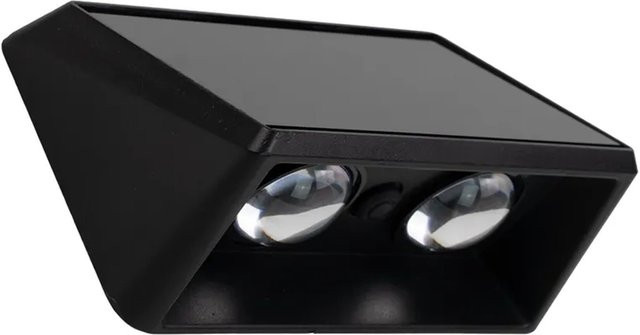 LUXULA 6er-Set Solar Wandleuchten 2-flammig mit CCT Warm- und Kaltweiß 3000-6500K, Akku LED Außenleuchten für den Garten, IP54 wetterfest, Schwarz - Bild 1
