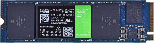 Western Digital Green SN350 NVMe SSD 250GB M.2 2280 PCIe Gen3 Schwarz - Bild 1