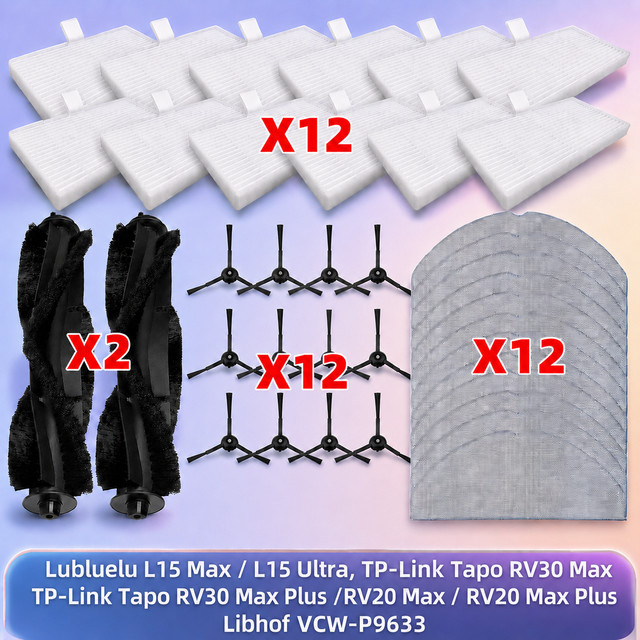 OSSIEAO Ersatzteil-Set in Weiß für Lubluelu B40 Plus, B40, L15 Max, L15 Ultra sowie TP-Link Tapo RV30 Max, RV30 Max Plus, RV20 Max, RV20 Max Plus Saugroboter mit Filter, Hauptwalze, Seitenbürsten und Wischtüchern - Bild 1