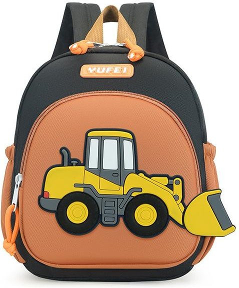 Fancy Style Studio Schultasche mit Cartoon-Bulldozer Motiv für Jungen in Orange aus Nylon - Bild 1