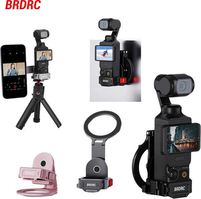 BRDRC Pocket 4 Magnetische Halterung in Schwarz für DJI Pocket 3 als Video Live-Streaming Teleprompter-Halter und Telefonhalterung Erweiterung - Bild 1