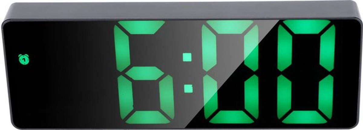 Digitaler LED-Spiegelwecker von GoolRC in Schwarz mit minimalistischem Design - Bild 1