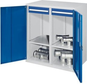 Kappes Schwerlastbeistellschrank Mod. 73 in Grau mit Vollblechtüren, Regalböden, Schubladen und Schloss, B/T/H: 60 x 60 x 111 cm - Bild 1