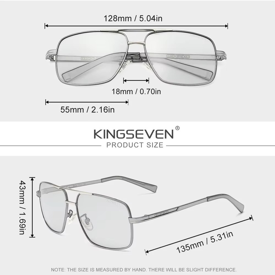 KINGSEVEN Sonnenbrille, Rechteck, Vollrand, Metall, Schwarz, Männer - Bild 3