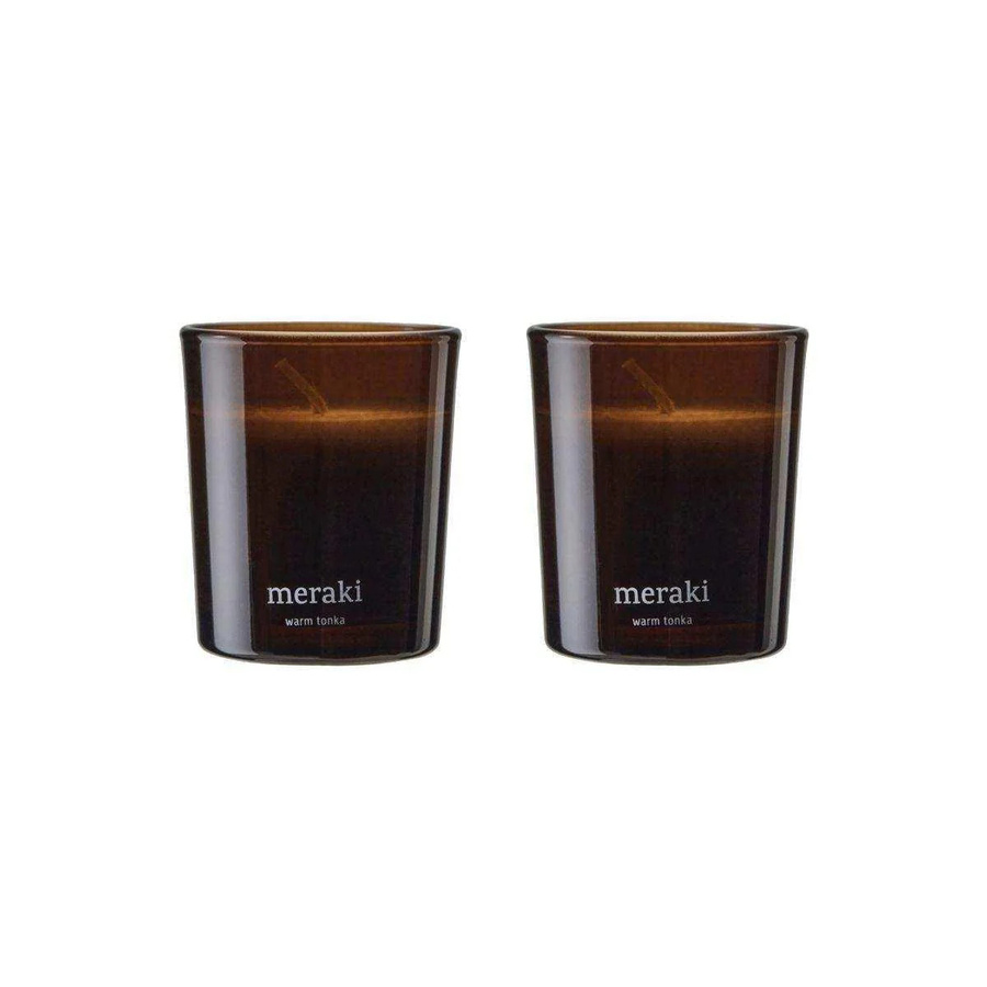 Meraki Duftkerzen Set Warm Tonka in Braun und Weiß aus Glas - Bild 1