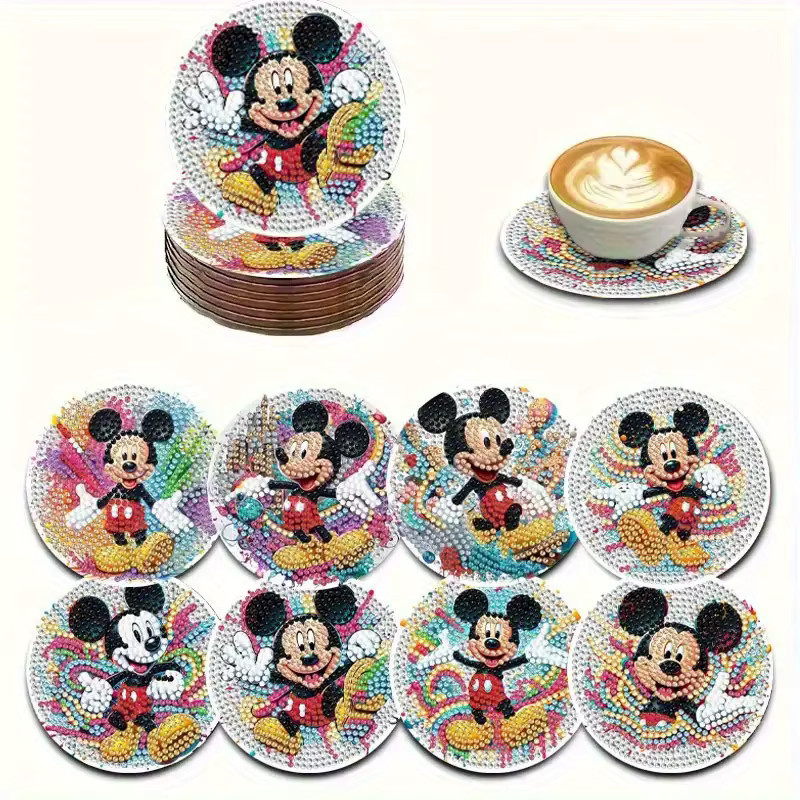 Diamond Painting DIY Cartoon-Maus Untersetzer aus Holz mit Halterung von Potdemiel, Mehrfarbig, Rund - Bild 5