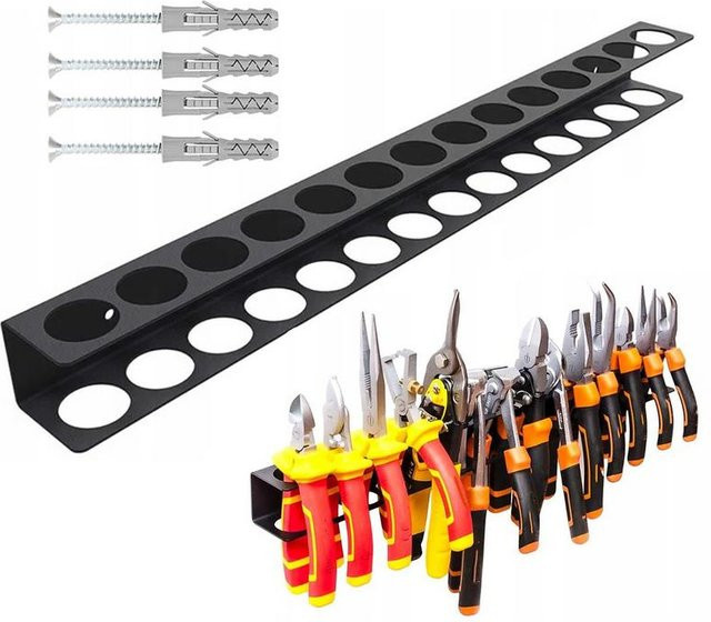 Werkzeug-Organizer für die Wand zur Lagerung von Schrauben, Schraubendrehern, Hammer und Zangen in Schwarz, Breite: 40,0 cm, Höhe: 4,0 cm - Bild 1