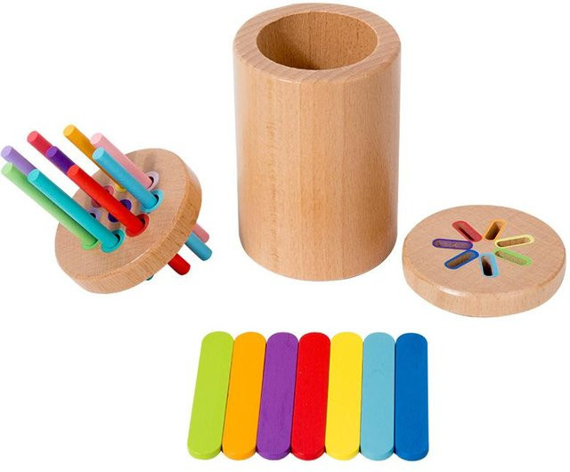 Montessori Farbzuordnungsspielzeug Holz Regenbogenstäbe, ab 3 Jahre - Bild 1