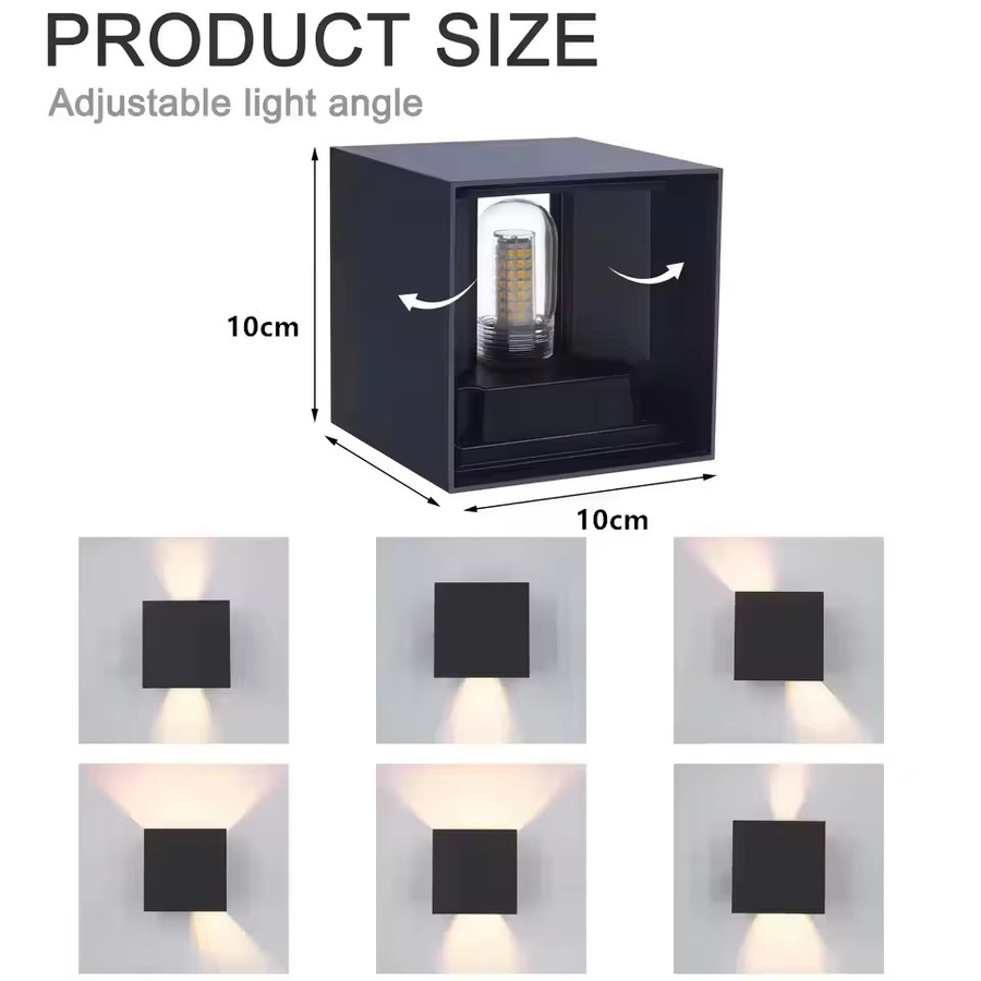 EE Moderne LED Wandleuchte IP65 aus Aluminium für Garten und Veranda, Up-and-Down Licht, G9, Schwarz - Bild 2