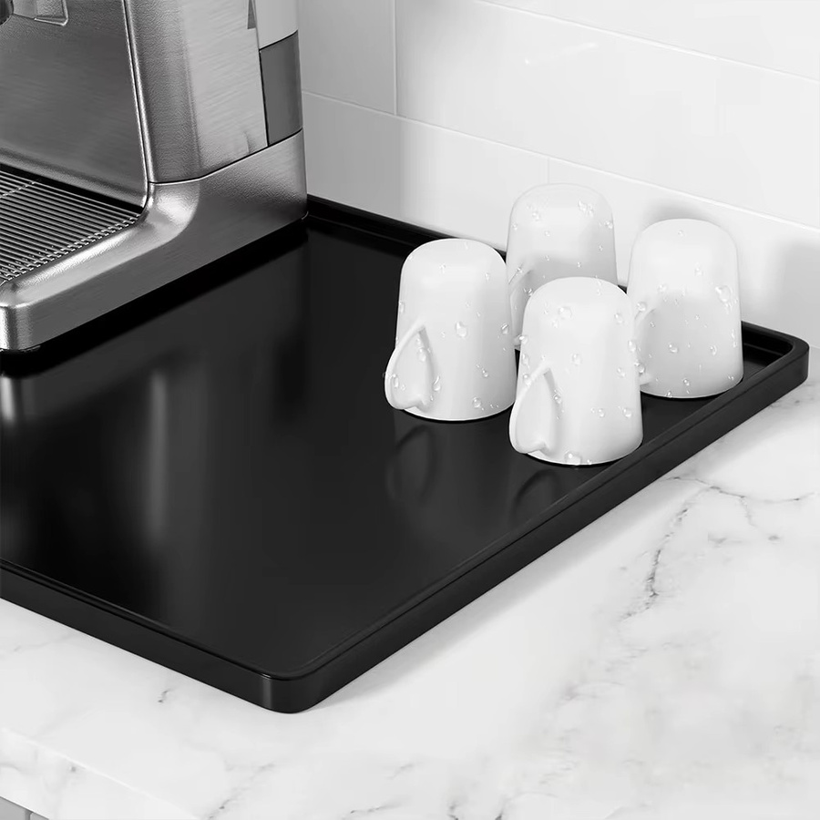 LAIMANEI Silikon Abtropfmatte für Espressomaschinen-Station, rutschfest und hitzebeständig, Grau oder Schwarz, B/T/H: 47,0 x 1,5 cm - Bild 2