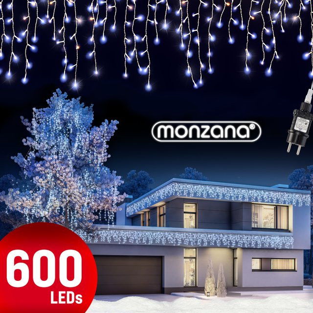 Monzana LED Regenlichterkette in Weiß mit 20 m Länge für Außen- und Innenbereich (IP44) - Bild 1