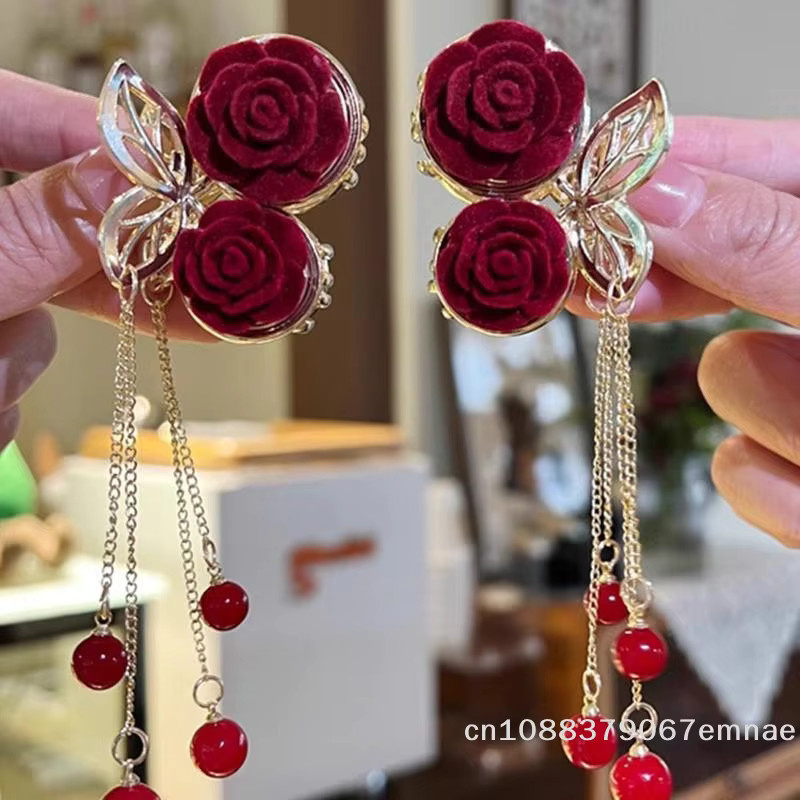 ZYAS Haarspange mit Rose und Quaste, Damen - Bild 2