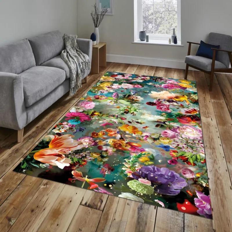 Bunter Boho Rosenblumen Teppich von Lodestar mit floralem Design, rutschfest und maschinengefertigt, B/B: 80 x 120 cm - Bild 2