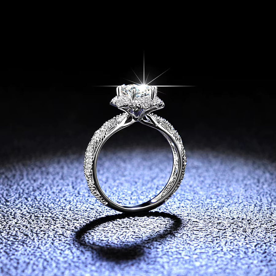Ehering Moissanit, 925 Silber, Weiß, Damen - Bild 2