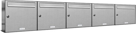 AL Briefkastensystem für 5 Parteien, Aufputzmontage, silberfarben, B/H/T: 153,483 x 83 x 34,5 x 11,6 cm - Bild 1