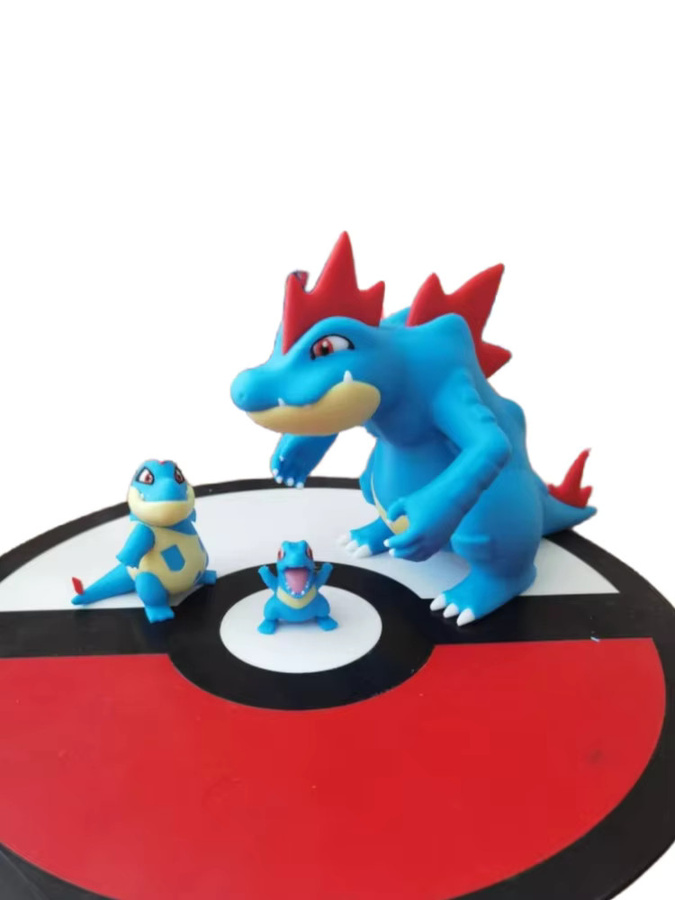 Bandai Pokemon Actionfigur Totodile Croconaw Feraligatr 3D-Druck Cartoon Desktop Statue im Maßstab 1:20 - Bild 4