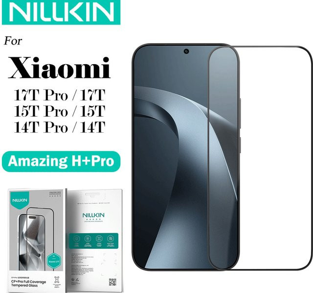 Nillkin CP+ Displayschutzfolie aus gehärtetem Glas mit 9H Härtegrad für Xiaomi 17T Pro, Mi 15T Pro und Mi 14T Pro in Schwarz und Transparent - Bild 1