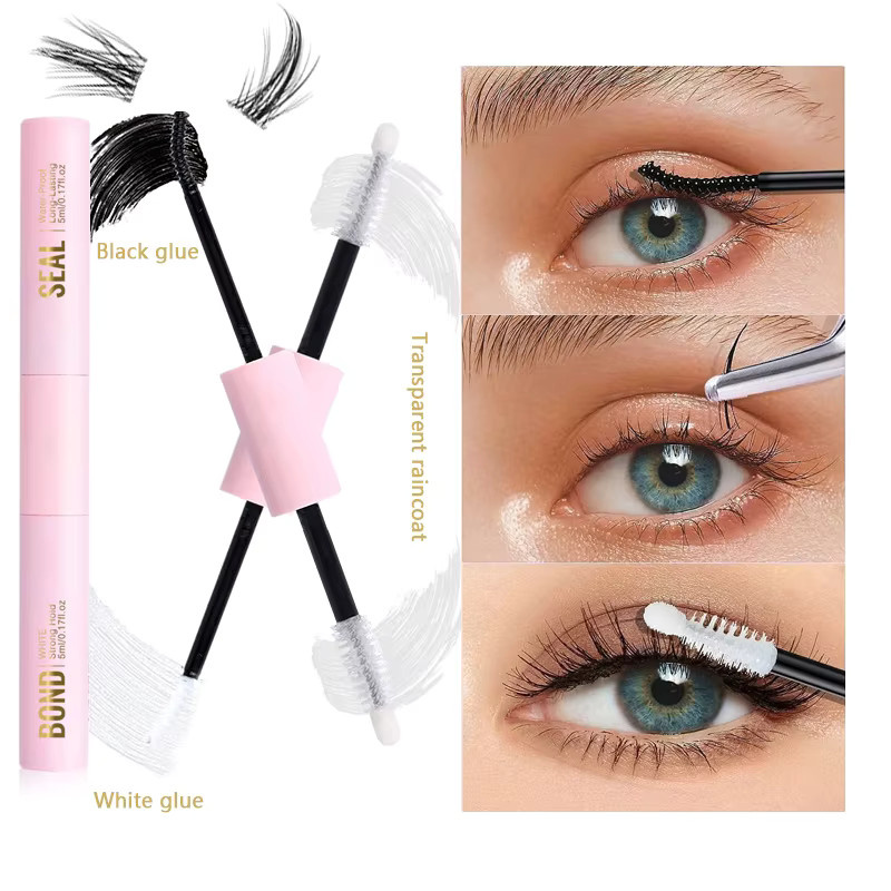 kzlet Dual-End Lash Bond And Seal Wimpernverlängerungskleber, Schwarz und Weiß - Bild 2