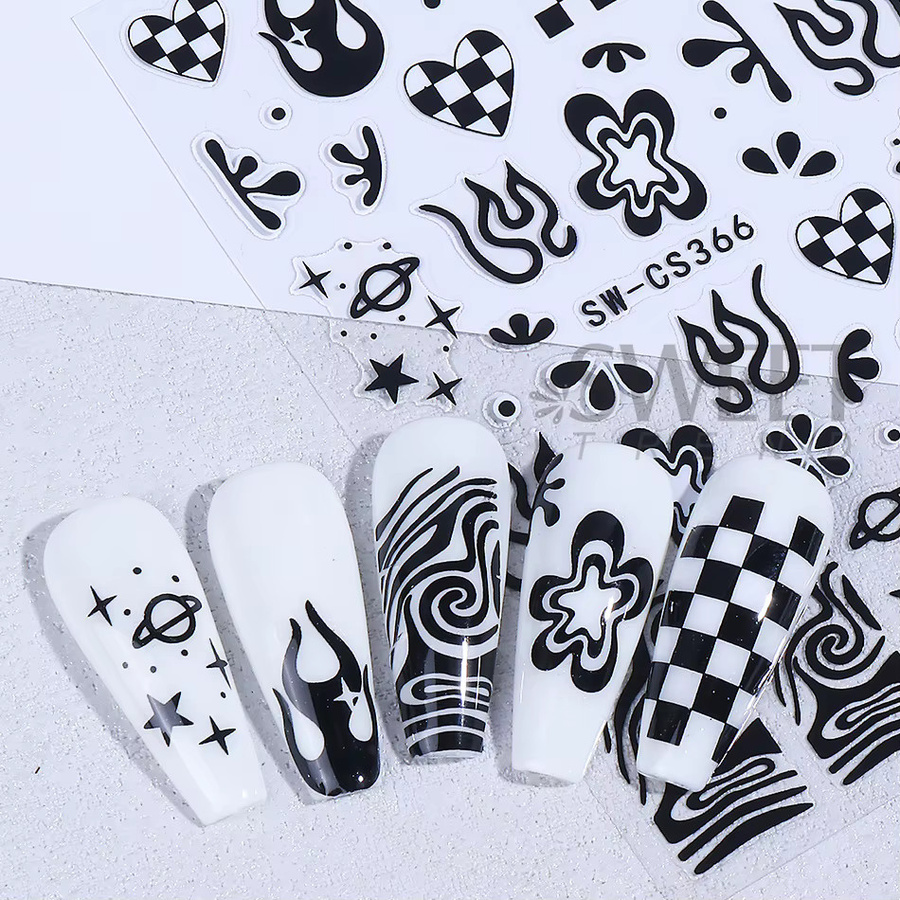 SWEET TREND Nagelaufkleber, Schwarz-Weiß, 2 Stück - Bild 4
