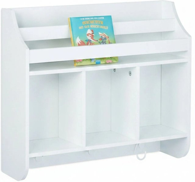 Relaxdays Kinderregal aus MDF in Weiß mit 5 Fächern und 3 Haken, B/H/T: 51,5 x 60 x 17,5 cm - Bild 1