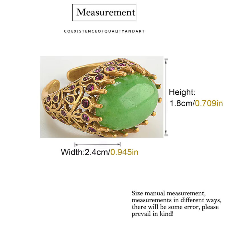 Icareu Ring, goldfarben, hellgrüner ovaler Stein, Strass, Damen - Bild 6