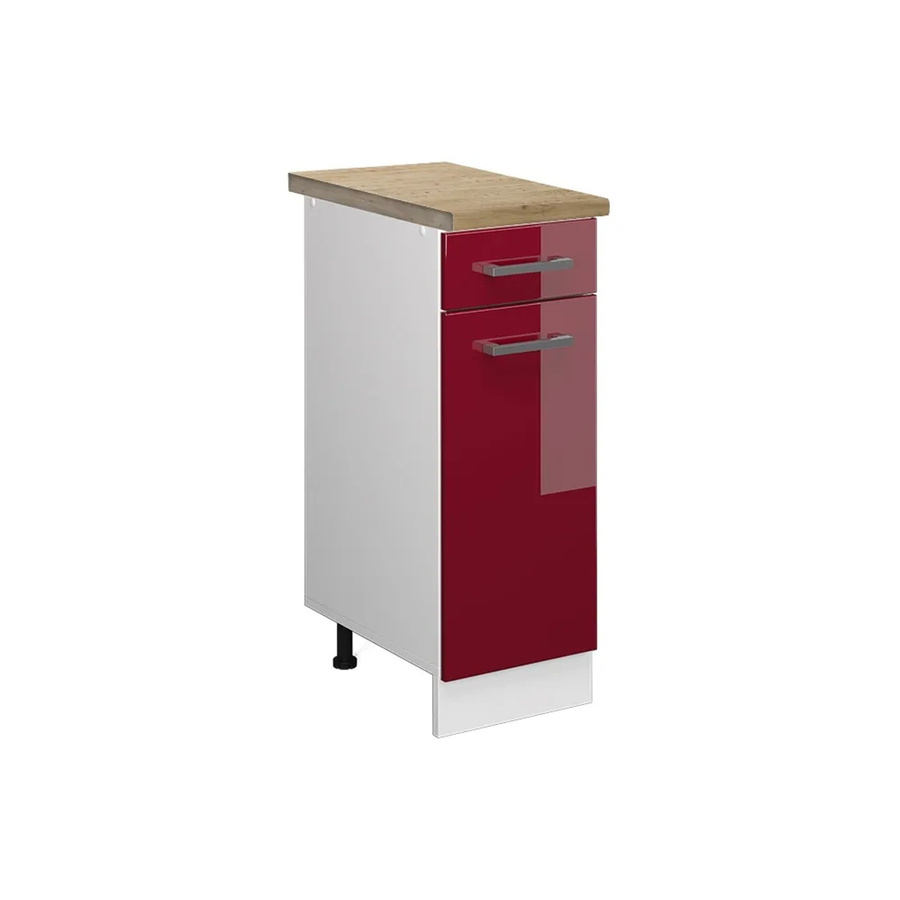 Vicco Küchenunterschrank R-Line in Bordeaux Hochglanz und Weiß mit Eiche-Optik, B: 30 cm, H: 81,6 cm, T: 60 cm - Bild 2