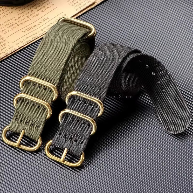 qinband Uhrenarmband Nylon, goldene Schnalle, Textil/NATO, Unisex - Bild 3