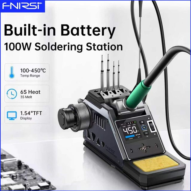 FNIRSI DWS-P2 Tragbare Mini-Lötstation in Schwarz mit 100W Max PD Typ-C und 100 °C-450 °C Schnellheizgerät für Reparaturen - Bild 1