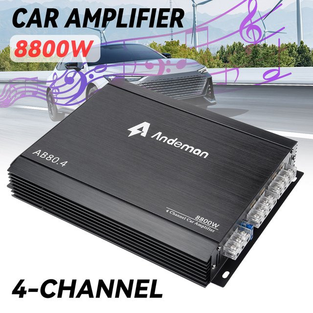 Andeman 4-Kanal 12V Auto-Leistungsverstärker Digital Stereo Surround Passiver Subwoofer Audio Player in Schwarz mit max. 8800W - Bild 1