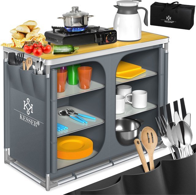 KESSER Campingschrank Campingküche mit Aluminiumgestell und Tragetasche in Grau - Bild 1