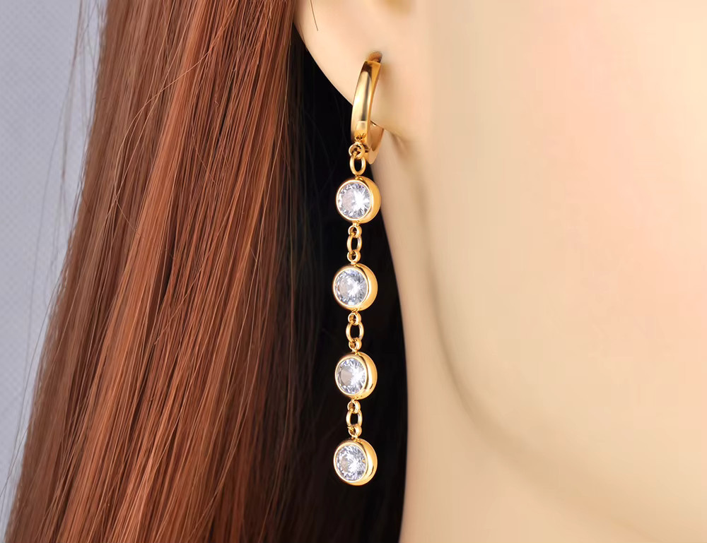 JeeMango Ohrringe Edelstahl, Zirkonia, Gold, Damen - Bild 2