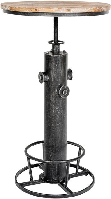 DELUKE Stehtisch SILKE Rund, Metall und Kiefernholz in Antik-Silber, B/T/H: 54 x 54 x 91 cm - Bild 1