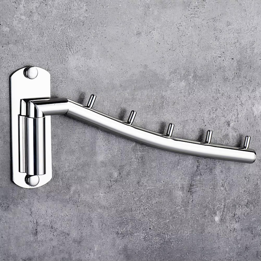 TOPINCN Wandmontierter Handtuchhalter aus Edelstahl in Silber mit drehbaren Kleiderbügel-Haken, B: 28,0 cm, T: 12,0 cm, H: 5,0 cm - Bild 2