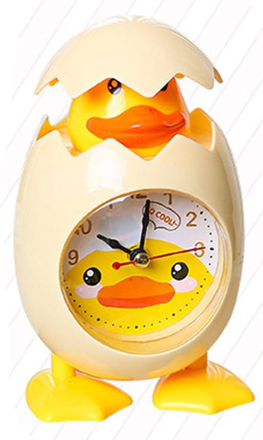 CosyHome Küken-Wecker für Kinder mit Quarzwerk, analoger Desktop-Wecker aus Kunststoff in Weiß und Gelb - Bild 1