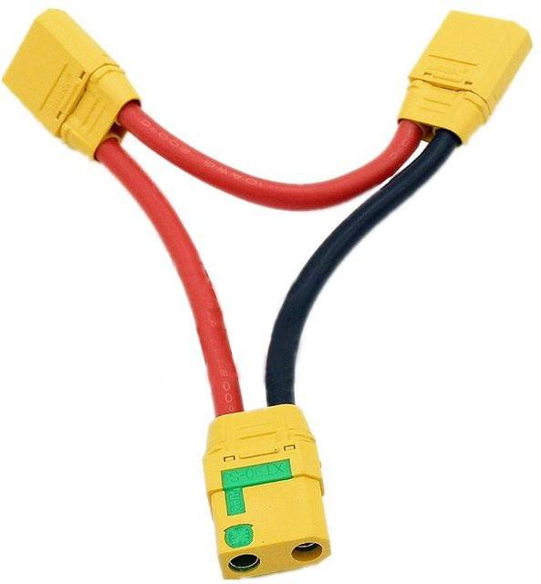 YUENHOANG XT90-S Adapterkabel mit einer Buchse und zwei männlichen Steckern aus 10AWG Silikonkabel für RC-Modelle - Bild 1