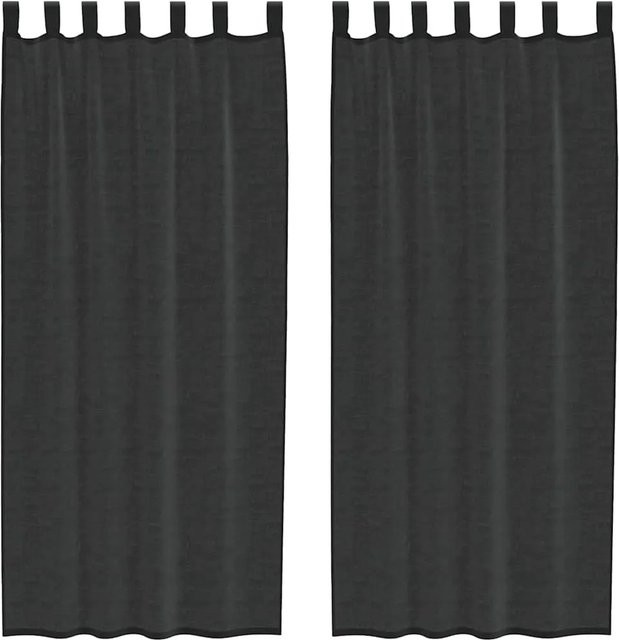 vidaXL Voile Vorhänge mit Lasche, 2er-Set, Schwarz, semi-transparent, Polyester, Breite: 140 cm, Höhe: 225 cm - Bild 1