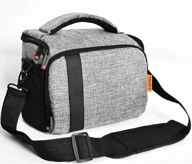 Fosoto DSLR Kameratasche in Schwarz mit wasserdichter Abdeckung und Stativhalterung für Canon, Nikon und Sony - Bild 1