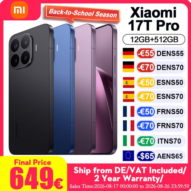 Xiaomi 17T Pro Smartphone Global Version mit HyperOS, 6.83 Zoll AMOLED Display, Leica 5X Telephoto Linse und 7000mAh Silicon-carbon Akku, Blau - Bild 1
